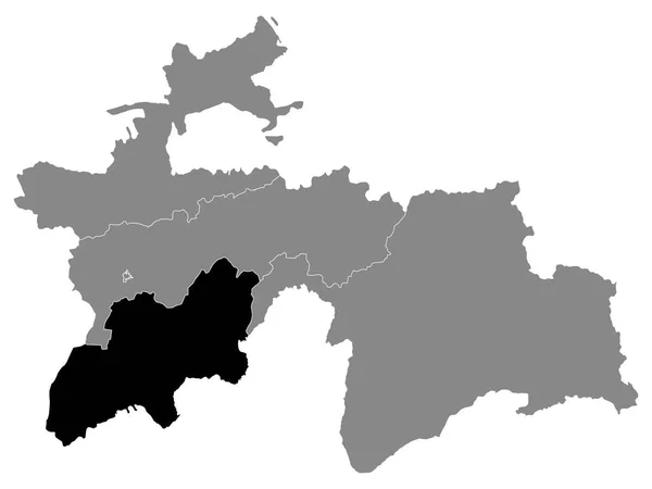 Mapa Localização Negra Região Tajique Khatlon Dentro Mapa Cinzento Tajiquistão — Vetor de Stock