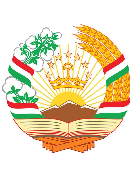 Tacikistan Cumhuriyeti Ulusal Ambleminin Vektör Llüstrasyonu — Stok Vektör