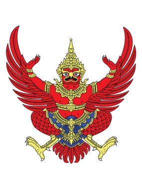 Tayland Krallığının Ulusal Tayland Garuda Ambleminin Vektör İllüstrasyonu