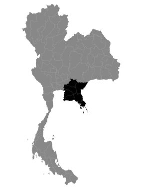 Tayland 'ın Doğu Tayland bölgesinin Gri Haritası içinde Siyah Konum Haritası
