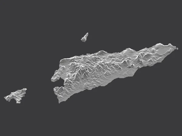 Dark Black White Contour Topografía Mapa Del País Asiático Timor — Vector de stock