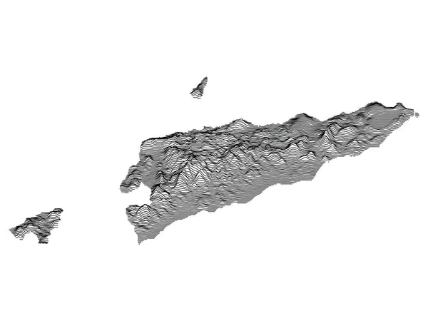 Topografía Contorno Blanco Negro Mapa Del País Asiático Timor Oriental — Vector de stock
