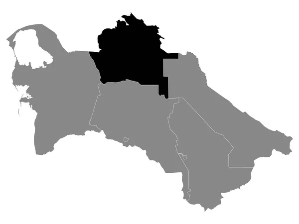 Černá Mapa Lokality Provincie Daoguz Turkmenistán Rámci Šedé Mapy Turkmenistánu — Stockový vektor