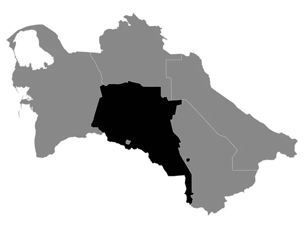 Czarna Mapa Lokalizacji Turkmenistanu Prowincja Ahal Szarej Mapa Turkmenistanu — Wektor stockowy