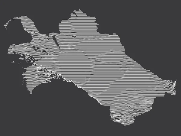 Carte Topographique Contour Noir Blanc Foncé Pays Asiatique Turkménistan — Image vectorielle