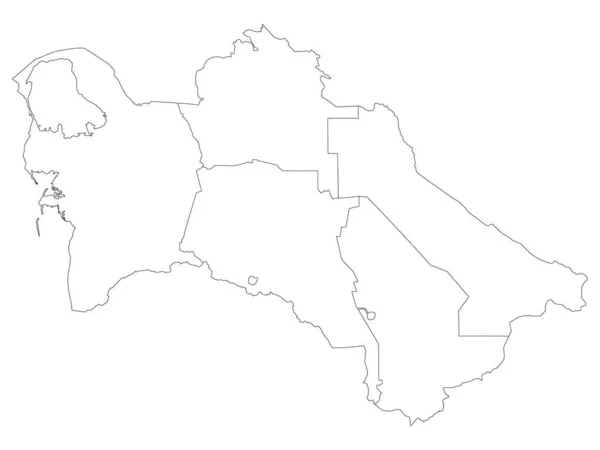 Weiße Flache Provinzen Karte Des Asiatischen Landes Turkmenistan — Stockvektor