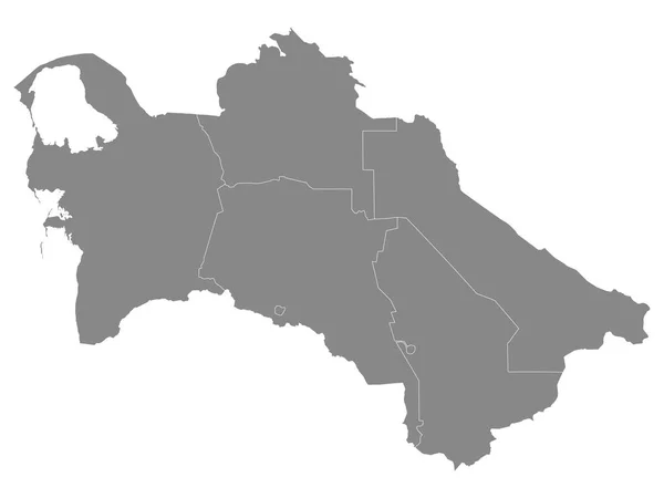 Grey Flat Provincias Mapa Del País Asiático Turkmenistán — Vector de stock