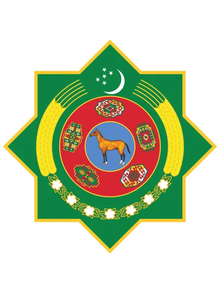 Ilustración Vectorial Del Emblema Nacional Turkmenistán — Vector de stock