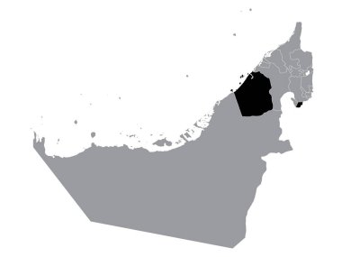 Birleşik Arap Emirlikleri 'nin Gri Haritası içinde Dubai' nin Siyah Konum Haritası