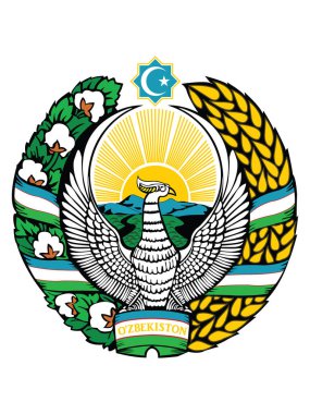 Özbekistan Cumhuriyeti Ulusal Ambleminin Vektör İllüstrasyonu