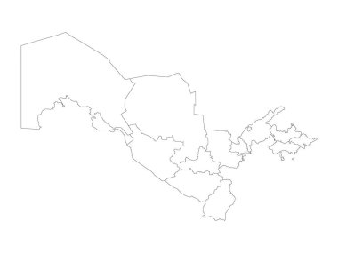 Özbekistan 'ın Asya Ülkesi Beyaz Düz Bölgeler Haritası