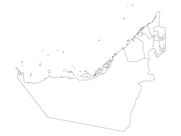 White Flat Provincias Mapa Del País Asiático Emiratos Árabes Unidos — Vector de stock