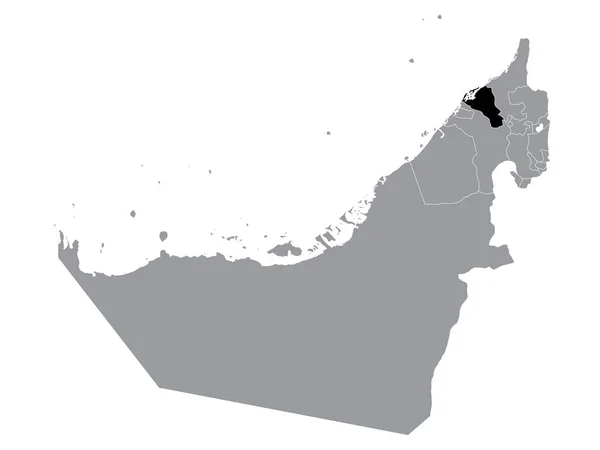 Black Location Map Emirate Umm Quwain Grey Χάρτης Ηνωμένων Αραβικών — Διανυσματικό Αρχείο