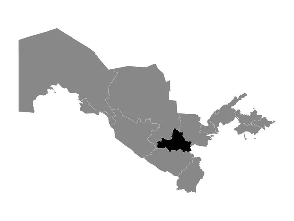 乌兹别克撒马尔罕地区在乌兹别克斯坦灰色地图中的黑人位置图 — 图库矢量图片