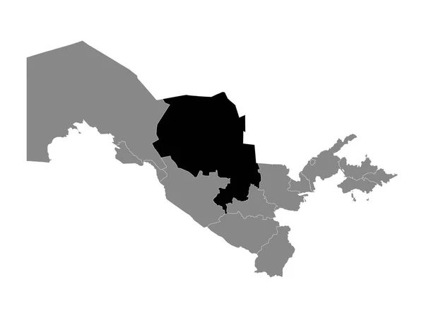 Peta Lokasi Hitam Dari Wilayah Uzbek Navoiy Dalam Peta Abu - Stok Vektor