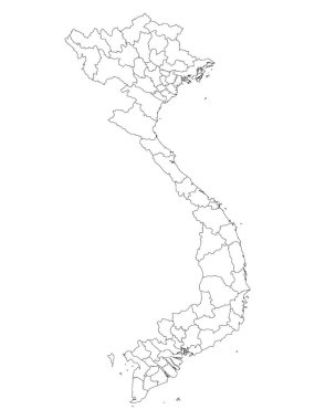 Beyaz Düz Vilayetler Vietnam 'ın Asya Ülkesi Haritası