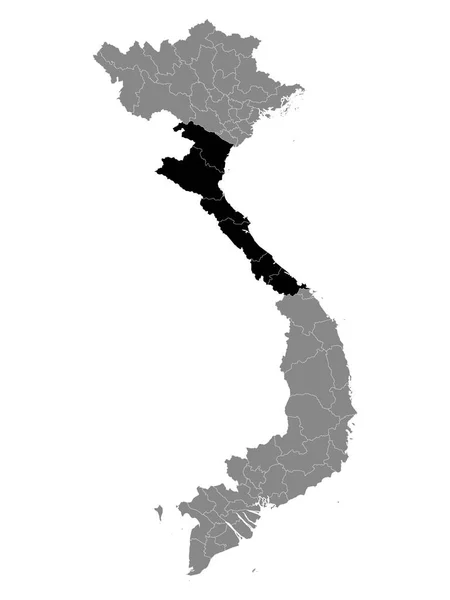 Svart Plats Karta Över Den Vietnamesiska Regionen Nordcentralkusten Inom Grå — Stock vektor