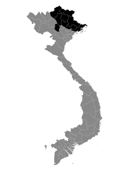 Schwarze Lagekarte Der Vietnamesischen Region Nordostvietnam Innerhalb Der Grauen Karte — Stockvektor