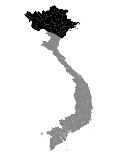 Schwarze Lagekarte Der Vietnamesischen Region Nordvietnam Innerhalb Der Grauen Karte — Stockvektor