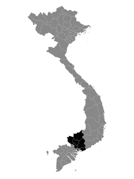 Mapa Ubicación Negro Región Vietnamita Del Sudeste Vietnam Dentro Grey — Archivo Imágenes Vectoriales