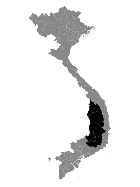 Schwarze Lagekarte Der Vietnamesischen Region Zentrales Hochland Innerhalb Der Grauen — Stockvektor