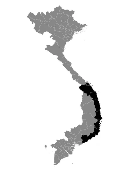 Peta Lokasi Hitam Dari Kawasan Vietnam Pantai Tengah Selatan Dalam - Stok Vektor