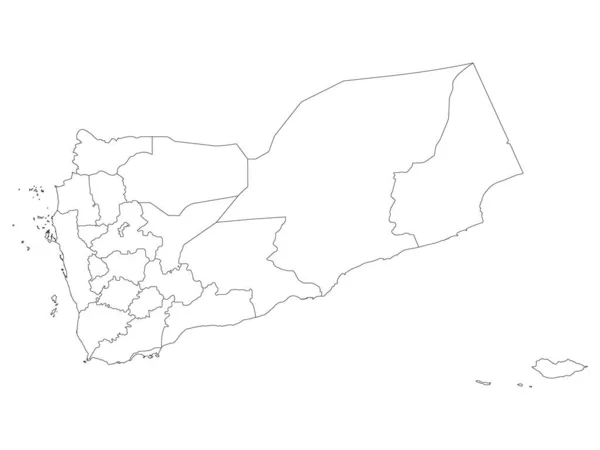 イエメンのアジア諸国の白いフラット州地図 — ストックベクタ