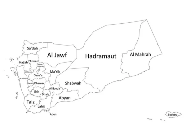 White Labeled Flat Provinces Map Asian Country Jemen — Stockový vektor