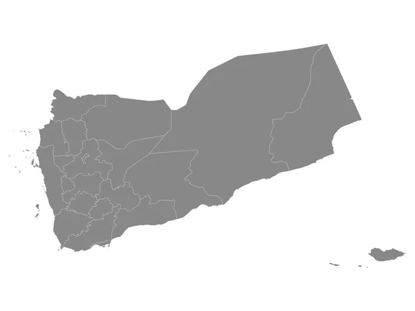 イエメンのアジア諸国のグレーフラット州地図 — ストックベクタ