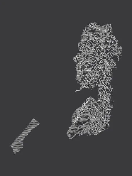 Dark Black White Contour Topografia Mapa Oriente Médio País Palestina — Vetor de Stock