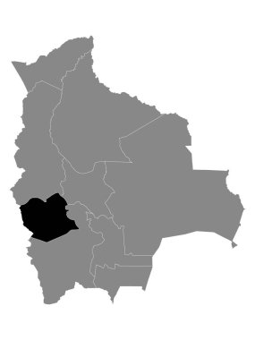 Bolivya 'nın Bolivya Bölümü' nün Siyah Konum Haritası Bolivya 'nın Gri Haritası