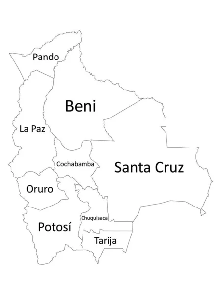Mapa Departamentos Planos Del País Sudamericano Bolivia — Vector de stock