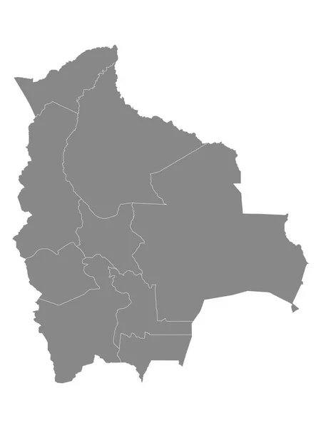 Gris Departamentos Planos Mapa Del País Sudamericano Bolivia — Archivo Imágenes Vectoriales