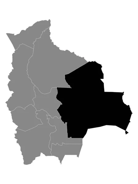 Plattegrond Van Het Boliviaanse Departement Santa Cruz Grey Map Bolivia — Stockvector