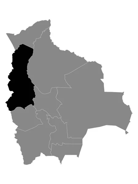 Mapa Localización Negra Del Departamento Boliviano Paz Dentro Del Mapa — Archivo Imágenes Vectoriales