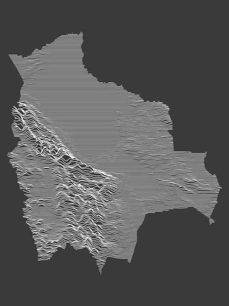 南美洲国家玻利维亚黑白相间的3D等高线地形图 — 图库矢量图片