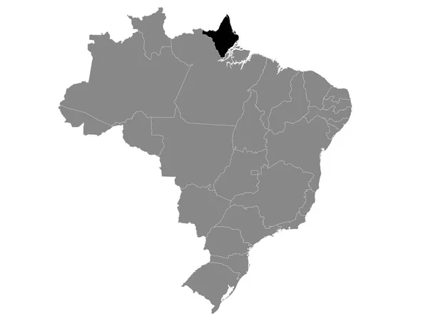 Schwarze Landkarte Des Brasilianischen Bundesstaates Amap Innerhalb Der Grauen Landkarte — Stockvektor