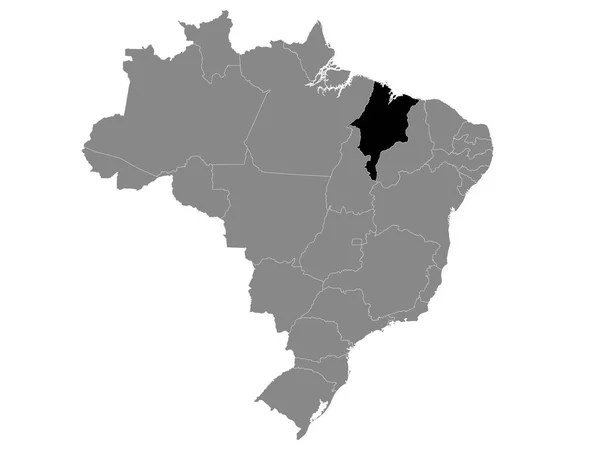 Carte Localisation Noire État Brésilien Maranho Dans Grey Map Brazil — Image vectorielle