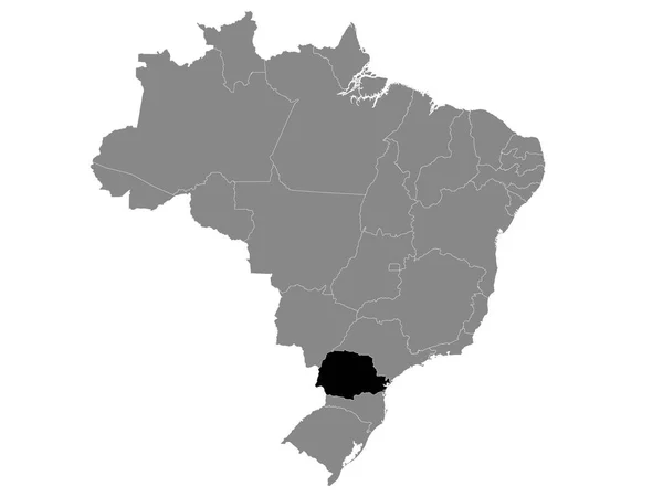 Mapa Localização Negra Estado Paran Dentro Mapa Cinzento Brasil — Vetor de Stock