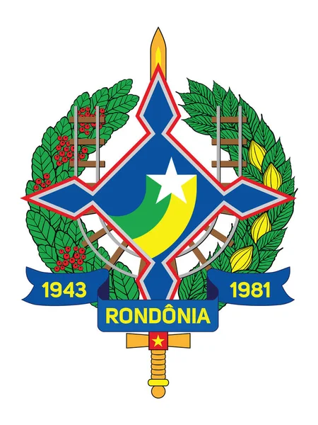 Plochý Vektorový Znak Brazilského Státu Rondnia — Stockový vektor