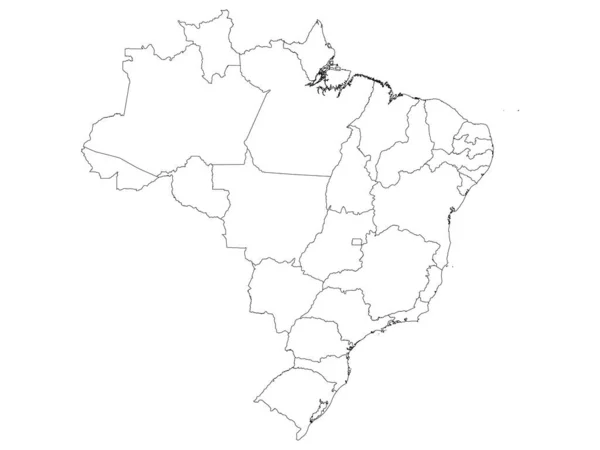 White Flat Provincias Mapa Del País Sudamericano Brasil — Vector de stock