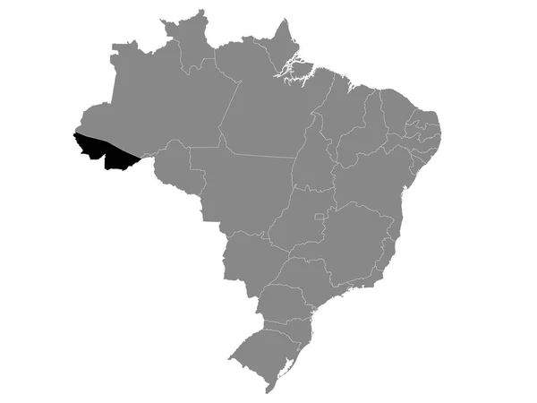 Mapa Localização Negra Estado Acre Dentro Mapa Cinzento Brasil — Vetor de Stock