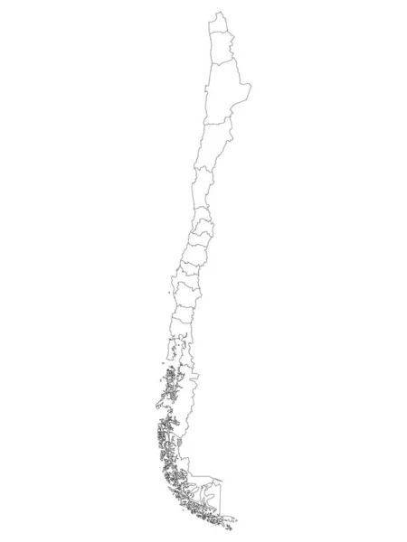 Weiße Flache Provinzkarte Des Südamerikanischen Landes Chile — Stockvektor