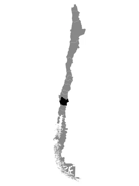 Mapa Localização Negra Região Chilena Araucana Dentro Mapa Cinzento Chile — Vetor de Stock