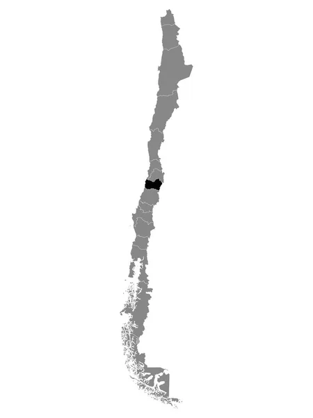 Schwarze Landkarte Der Chilenischen Region Higgins Innerhalb Der Grauen Landkarte — Stockvektor