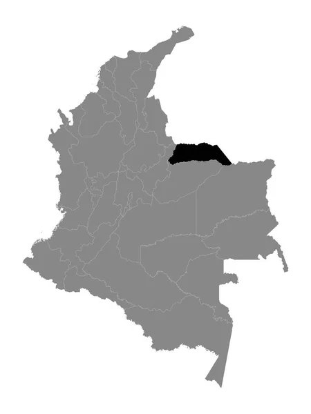 Mapa Ubicación Negro Del Departamento Colombiano Arauca Dentro Del Mapa — Vector de stock