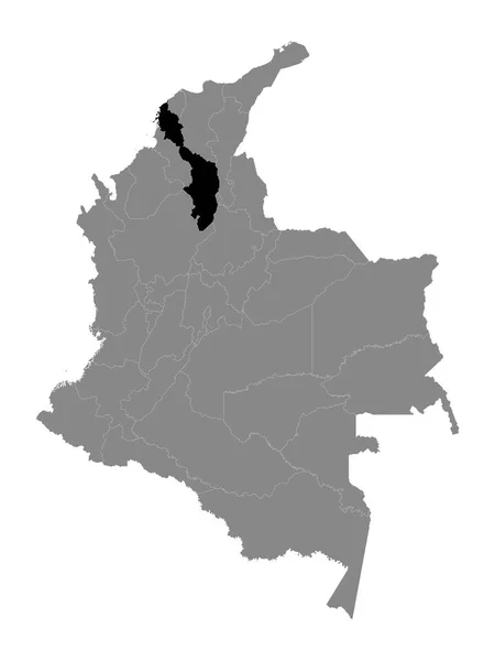 Mapa Ubicación Negro Del Departamento Colombiano Bolvar Mapa Gris Colombia — Vector de stock