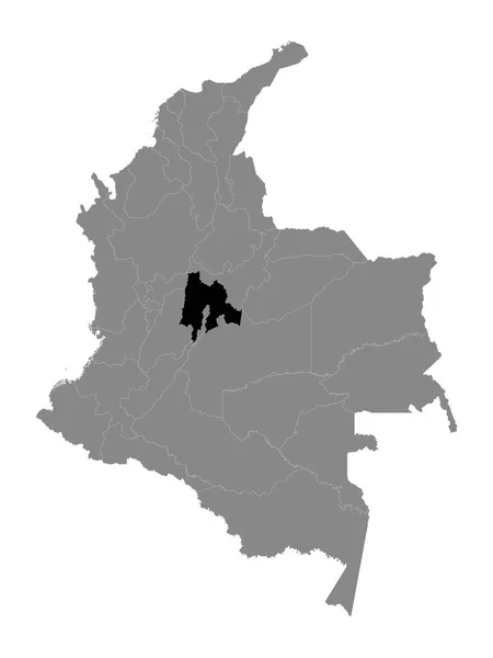 Schwarze Landkarte Des Kolumbianischen Departamentos Cundinamarca Innerhalb Der Grauen Landkarte — Stockvektor