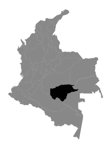 Mapa Localização Preto Departamento Colombiano Guaviare Dentro Grey Map Colombia —  Vetores de Stock