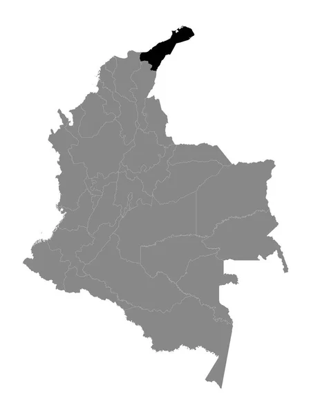 Carte Localisation Noire Département Colombien Guajira Dans Grey Map Colombia — Image vectorielle